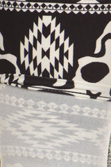 Black White Skull Design Plus Size Leggings leggings- Niobe Clothing