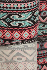 Niobe Clothing Pink Blue Aztec Design Plus Size Leggings - leggings