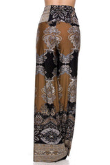 Niobe Clothing High Waist Fold Over Wide Leg Gaucho Palazzo Pants (Black Mocha) - pants