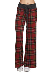 12Pm Mon Ami Red Plaid Casual Lounge Pants - pants