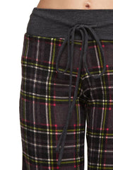 Charcoal Plaid Casual Lounge Pants pants- Niobe Clothing