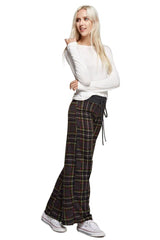 Charcoal Plaid Casual Lounge Pants pants- Niobe Clothing