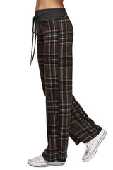 Charcoal Plaid Casual Lounge Pants pants- Niobe Clothing