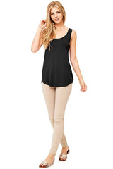 Emma's Closet High Low Asymmetric Side Hem Scoop Neck Tank Top - Tops