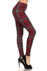 Red Green Pixel Design Leggings leggings- Niobe Clothing