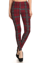 Red Green Pixel Design Leggings leggings- Niobe Clothing