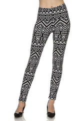 Niobe Clothing Black Tribal Brush Design Plus Size Leggings - leggings