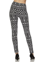 Niobe Clothing Black Tribal Brush Design Plus Size Leggings - leggings
