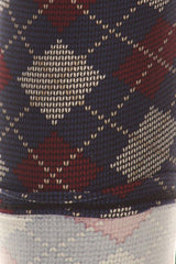 Navy Burgundy Argyle Graphic Print Lined Leggings leggings- Niobe Clothing
