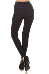 Navy Black Geo Graphic Print Lined Leggings leggings- Niobe Clothing