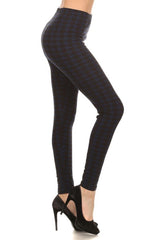 Navy Black Geo Graphic Print Lined Leggings leggings- Niobe Clothing