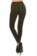 Olive Black Geo Graphic Print Lined Leggings leggings- Niobe Clothing