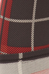 Dark Grey Red Tartan Plaid Leggings leggings- Niobe Clothing