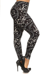 Niobe Clothing Musical Inspiration Graphic Print Lined Plus Size Leggings - leggings