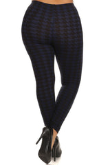 Navy Black Geo Graphic Print Lined Leggings leggings- Niobe Clothing