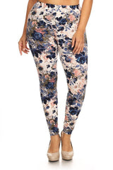 Floral Garden Design Plus Size Leggings leggings- Niobe Clothing