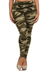 Niobe Clothing Light Army Design Plus Size Leggings - leggings