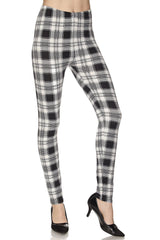 Niobe Clothing White Black Plaid Design Leggings - leggings