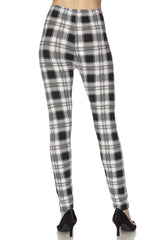 Niobe Clothing White Black Plaid Design Leggings - leggings