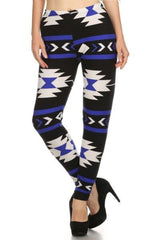 Niobe Clothing Royal Aztec Design Plus Size Leggings - leggings