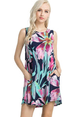 Knit Sleeveless T-shirt Dress (Fluorescent Navy) dress- Niobe Clothing