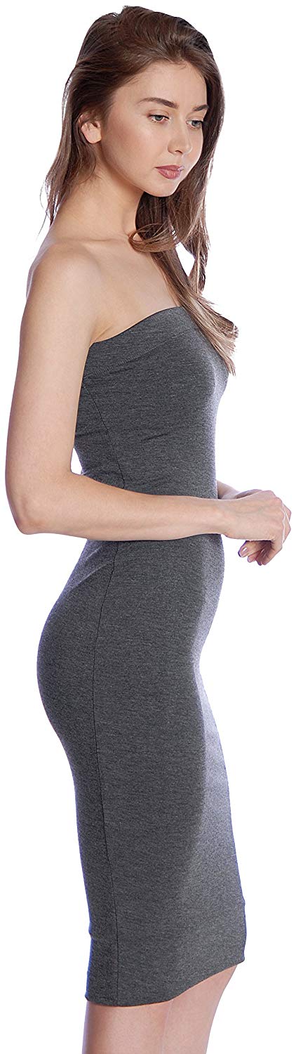 DNA Solid Color Strapless Bodycon Mini Tube Dress - sb_dresses