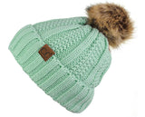 Fuzzy Faux Fur Pom Fleece Lined Beanie Hats- Niobe Clothing