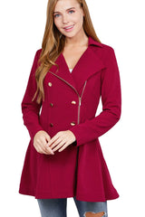 Active Basic Asymmetric Zipper Peacoat - Jackets