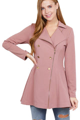 Active Basic Asymmetric Zipper Peacoat - Jackets