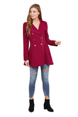 Active Basic Asymmetric Zipper Peacoat - Jackets