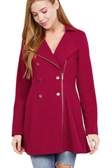 Active Basic Asymmetric Zipper Peacoat - Jackets