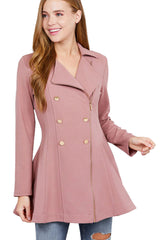 Active Basic Asymmetric Zipper Peacoat - Jackets