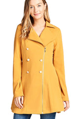 Active Basic Asymmetric Zipper Peacoat - Jackets