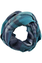 Niobe Clothing Teal Plaid Multicolor Infinity Loop Scarf - Scarves
