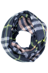 Navy Plaid Multicolor Infinity Loop Scarf Scarves- Niobe Clothing