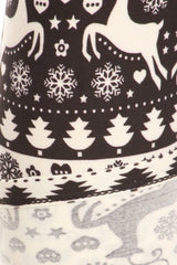 Black White Christmas Design Leggings leggings- Niobe Clothing