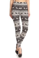Black White Christmas Design Leggings leggings- Niobe Clothing