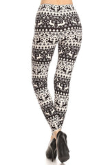 Black White Christmas Design Leggings leggings- Niobe Clothing
