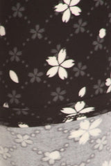 Black Grey White Petal Design Leggings leggings- Niobe Clothing