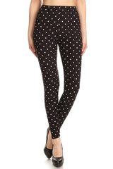 Black Polka Dot Graphic Lined Leggings leggings- Niobe Clothing