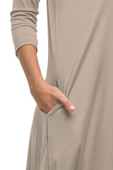 3/4 Sleeve Bubble Hem Pocket Midi Dress with Pockets dress- Niobe Clothing