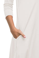 3/4 Sleeve Bubble Hem Pocket Midi Dress with Pockets dress- Niobe Clothing
