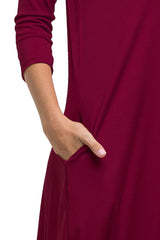 3/4 Sleeve Bubble Hem Pocket Midi Dress with Pockets dress- Niobe Clothing