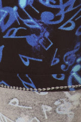 Niobe Clothing Blue Musical Notes Graphic Print Lined Leggings - leggings