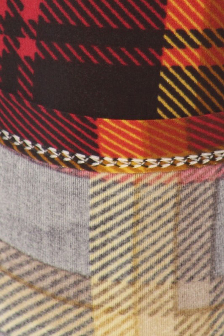 Niobe Clothing Red Sun Plaid Design Leggings - p_leggings