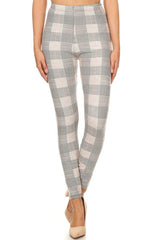 Light Multi Plaid Houndstooth Graphic Lined Leggings leggings- Niobe Clothing