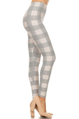 Light Multi Plaid Houndstooth Graphic Lined Leggings leggings- Niobe Clothing