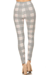 Light Multi Plaid Houndstooth Graphic Lined Leggings leggings- Niobe Clothing