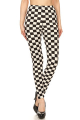 Black White Check Design Leggings leggings- Niobe Clothing