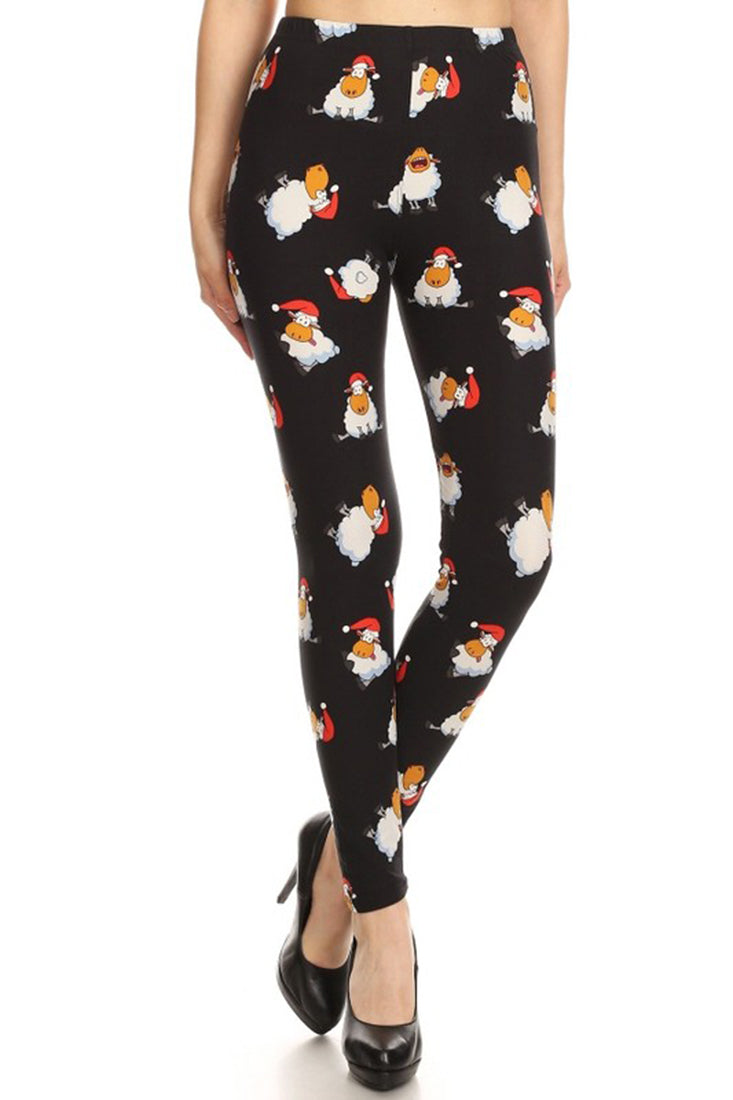 Niobe Clothing Black Holiday Sheep Design Leggings - Leggings p_leggings